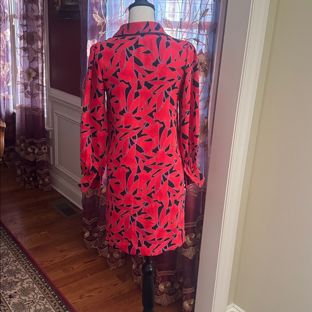 NWOT New Ann Taylor Vibrant Red and Black Long Sleeve Dress - Picture 5 of 8